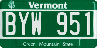 VT license plate BYW951
