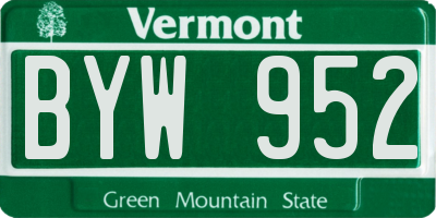 VT license plate BYW952