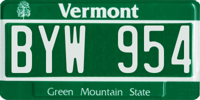 VT license plate BYW954