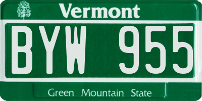 VT license plate BYW955