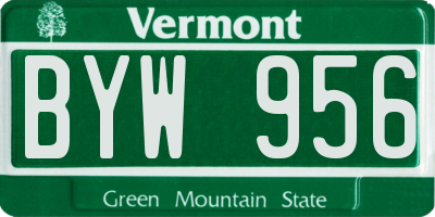 VT license plate BYW956