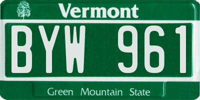 VT license plate BYW961