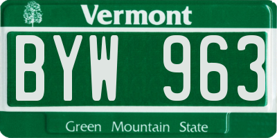 VT license plate BYW963