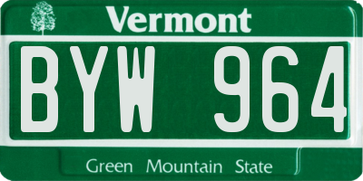 VT license plate BYW964