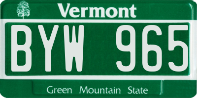 VT license plate BYW965