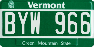 VT license plate BYW966