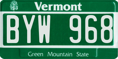 VT license plate BYW968