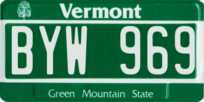 VT license plate BYW969