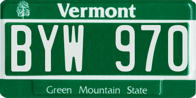 VT license plate BYW970