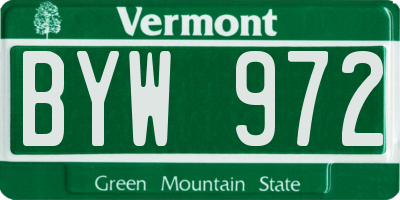 VT license plate BYW972
