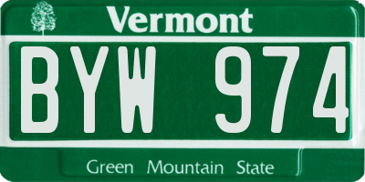 VT license plate BYW974