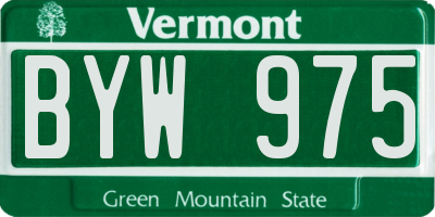 VT license plate BYW975