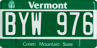 VT license plate BYW976