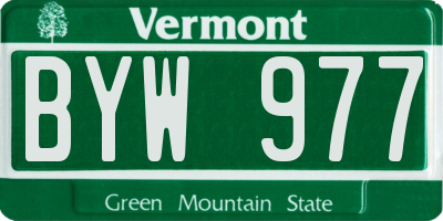 VT license plate BYW977