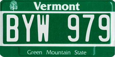 VT license plate BYW979