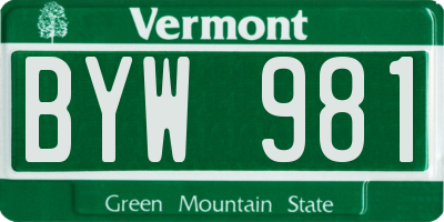 VT license plate BYW981