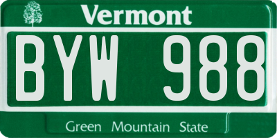 VT license plate BYW988