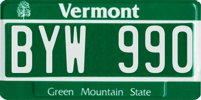 VT license plate BYW990