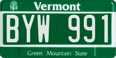 VT license plate BYW991