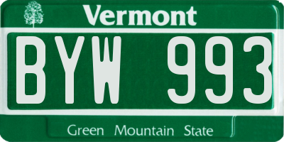 VT license plate BYW993