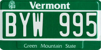 VT license plate BYW995
