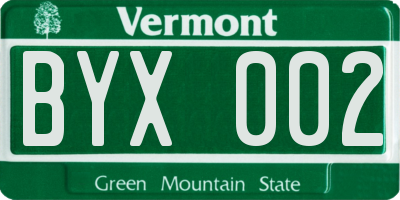 VT license plate BYX002