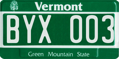 VT license plate BYX003