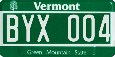 VT license plate BYX004