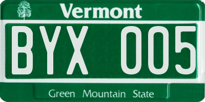 VT license plate BYX005