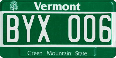 VT license plate BYX006