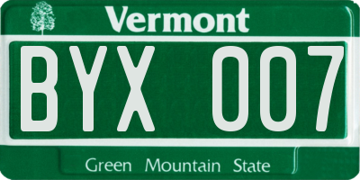 VT license plate BYX007