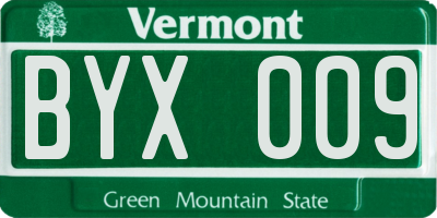 VT license plate BYX009