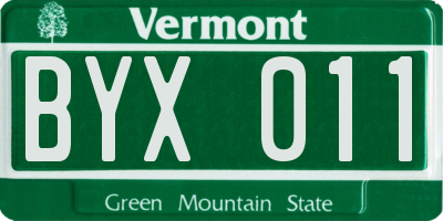 VT license plate BYX011