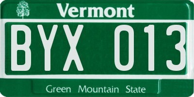 VT license plate BYX013