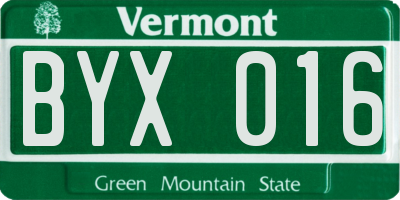 VT license plate BYX016