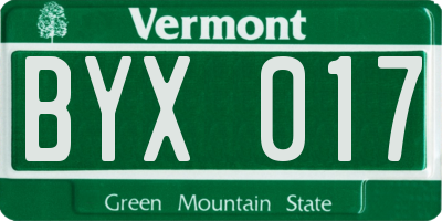 VT license plate BYX017