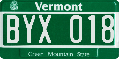 VT license plate BYX018