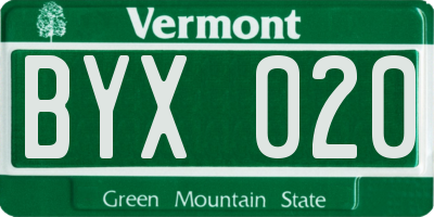 VT license plate BYX020