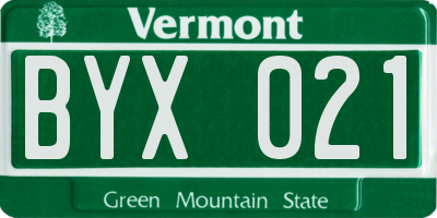VT license plate BYX021