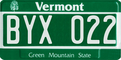 VT license plate BYX022