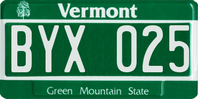 VT license plate BYX025