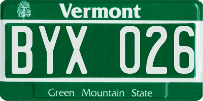 VT license plate BYX026