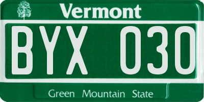 VT license plate BYX030