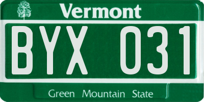 VT license plate BYX031