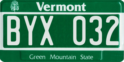 VT license plate BYX032