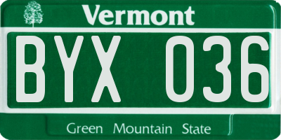 VT license plate BYX036
