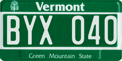 VT license plate BYX040