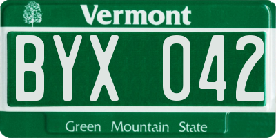 VT license plate BYX042