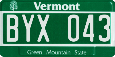 VT license plate BYX043