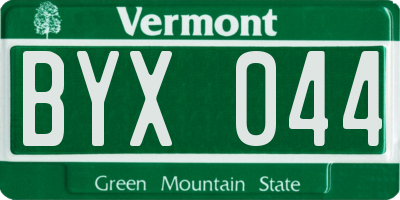 VT license plate BYX044